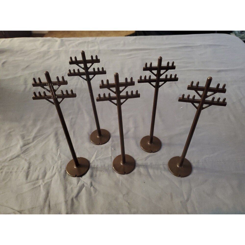 5 Vintage Original Marx Telephone Poles  O Gauge Train Accessory Lot